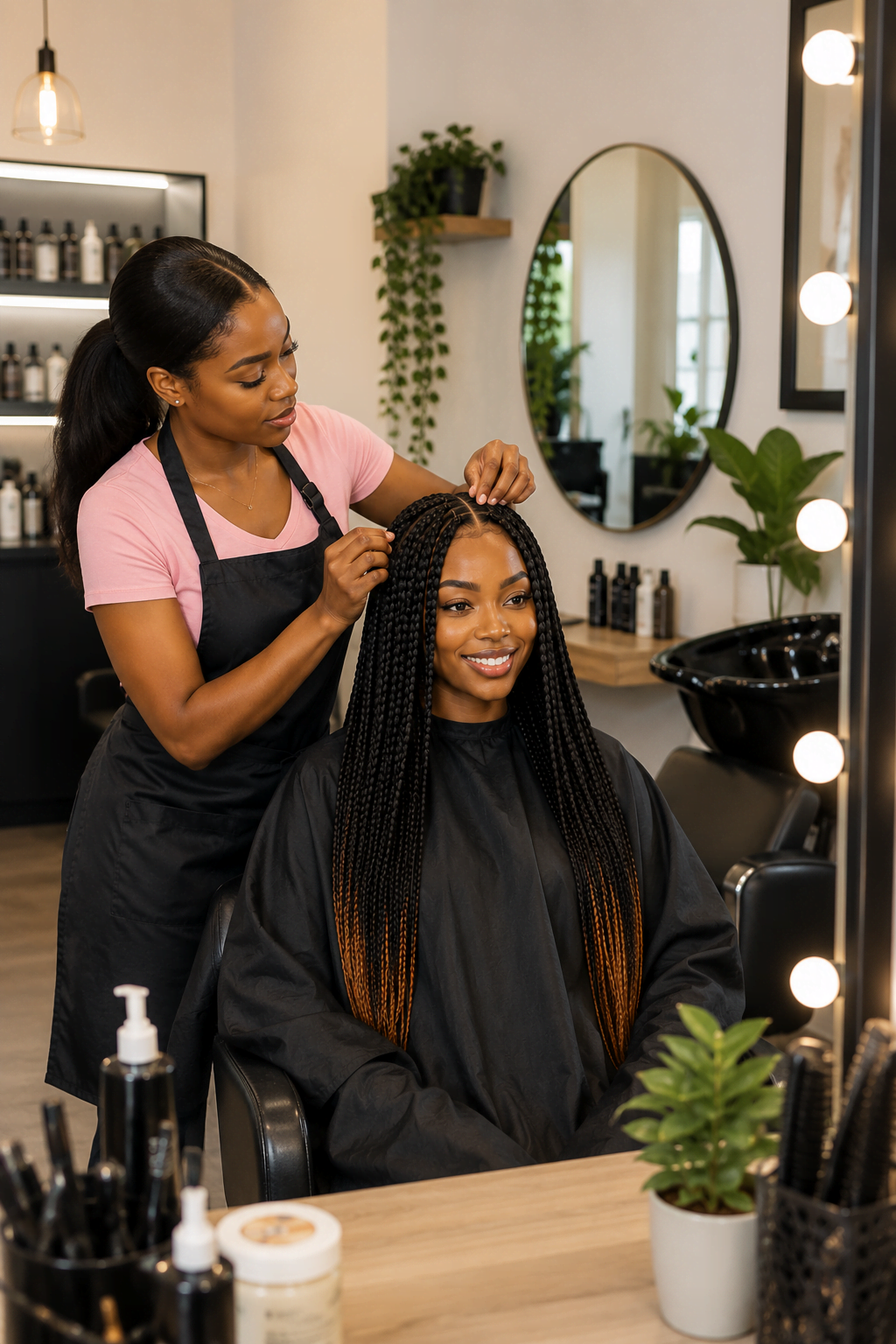 Stylist creating a textured hairstyle